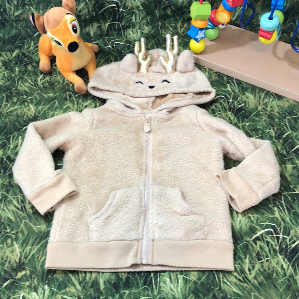 Baby Girl Fuzzy Deer Hoodie size 18M